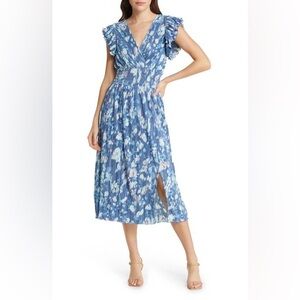 Chelsea28 Blue Ruffled Cap Sleeve dress NWOT